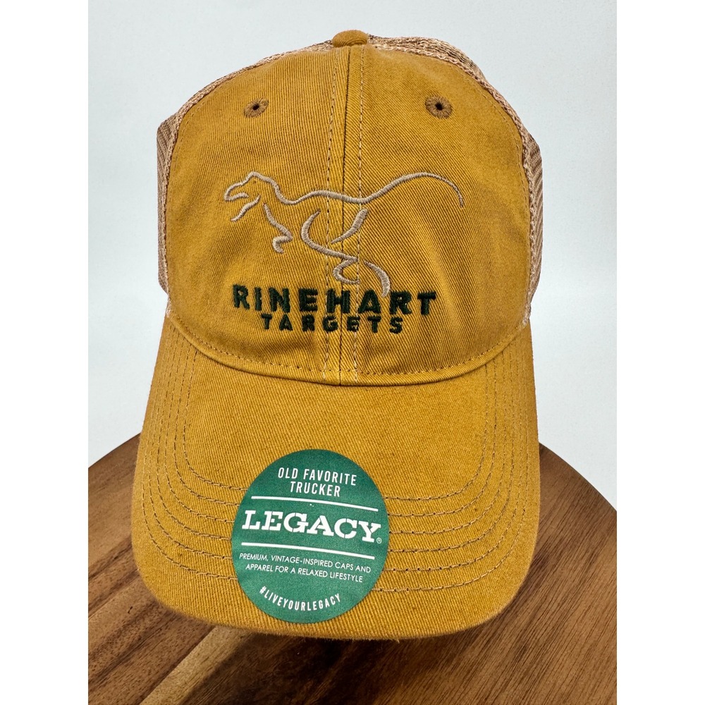 Rinehart Targets Trucker Hat Cap Legacy Old Favorite Yellow Dinosaur Embroidered